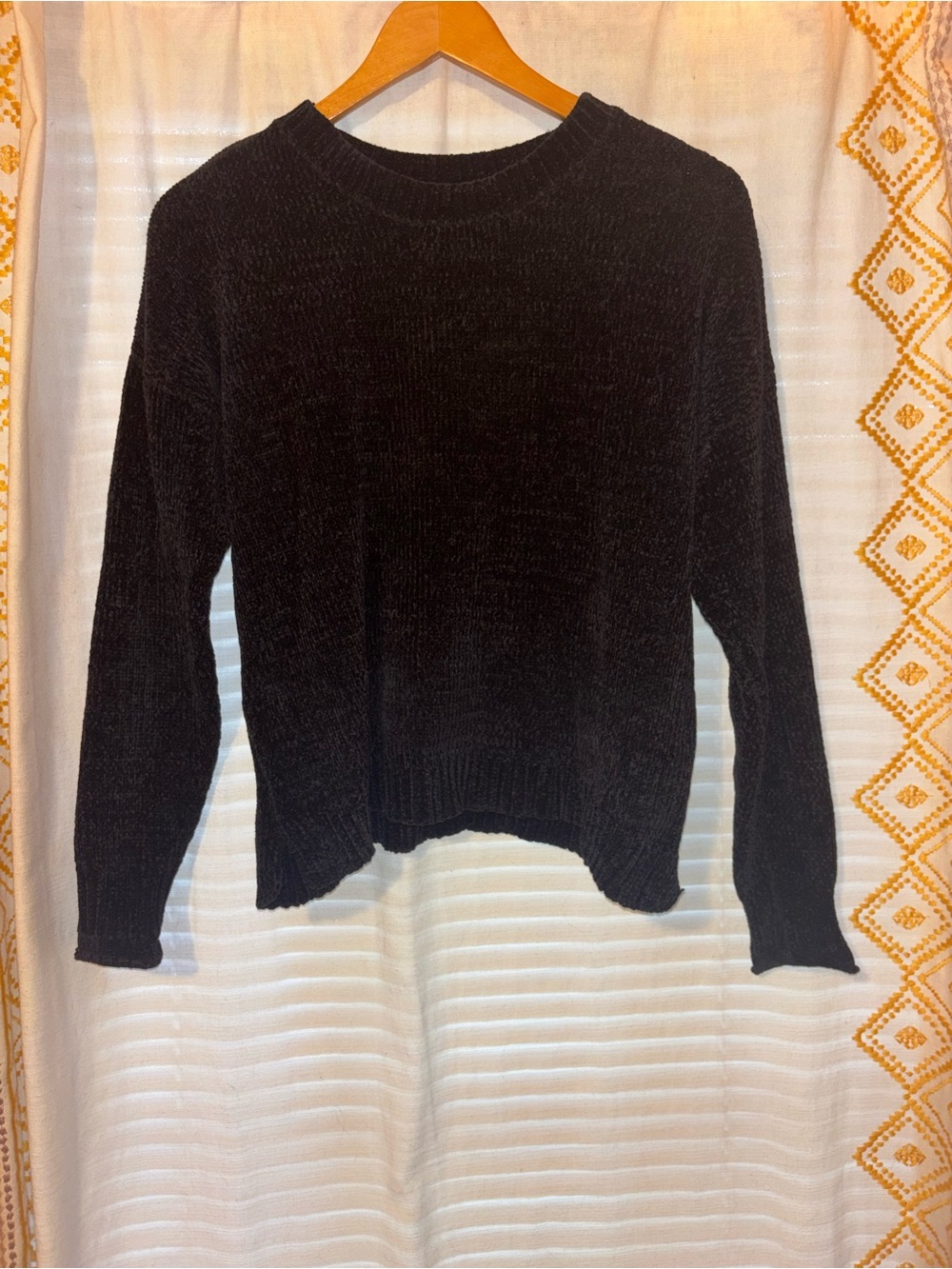 Ambiance Black Textured Plush Knit Sweater